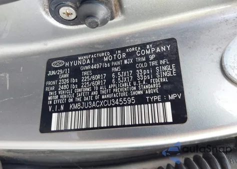 2012 Hyundai Tucson Gls from USA, damaged, VIN KM8JU3ACXCU345595